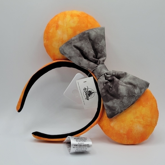 Disney Tie Dye Minnie Mouse Orange and Black Ears Headband - Picture 1 of 5